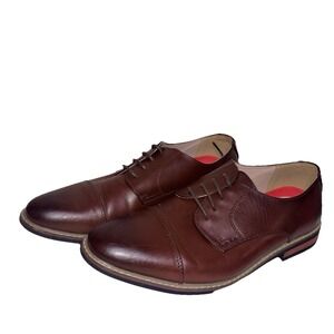 Bruno Marc Brown Leather Oxford Dress Shoes Cap Toe Lace Up‎ Men's Size 9